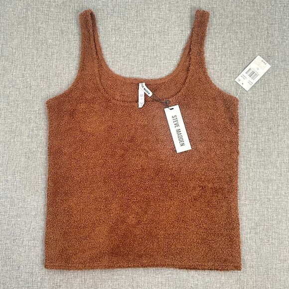 NEW! Steve‎ Madden Chenille Sleep Tank Top Brown XL $34 Polyester Square Neck - Picture 2 of 12